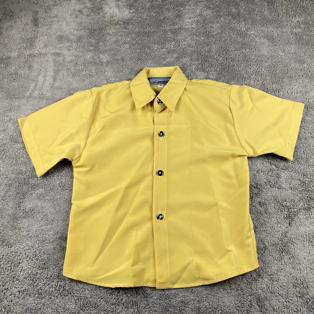 Lavana USA Shirt Buttons Womens 6‎ Yellow Short Sleeve